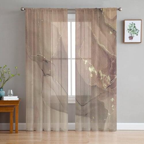 Marble Texture Sheer Curtains Window Tulle Curtains For Living Room Bedroom For Kitchen Veiling Curtains Decoration