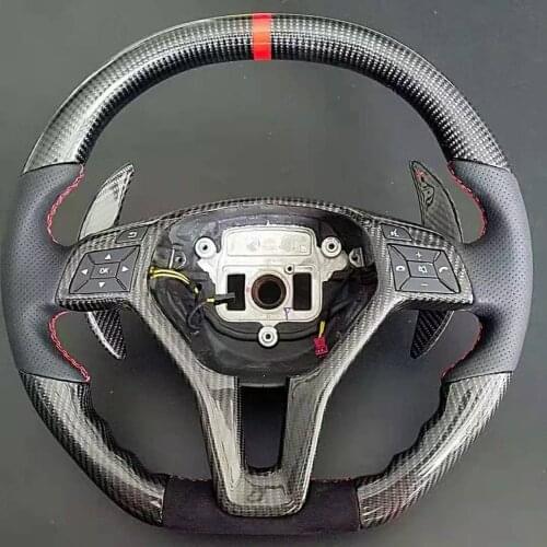 Cuatomized Gloss Carbon Fiber Steering Wheel Alcantara Leather for Mercedes-Benz C-Class C260 C200 2019-2020 with Paddle Shift