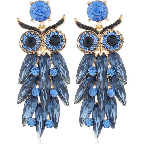 CINDY XIANG New Cute Owl Drop Earrings for Women Shiny Rhinestone Crystal Animal Earrings Korean Earrings Fine Party Jewelry