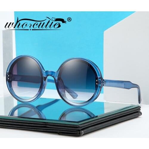 2020 Retro Round Sunglasses Women Men Brand Design Transparent Blue Frame Circle Lens Fashion 90s Sun Glasses Shades Female S137