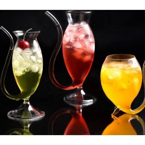 Wine Glass Heat Resistant Sucking Juice Milk Drinking Tube Straw Cup Tea Cup Creative Gift Drinkware Milk