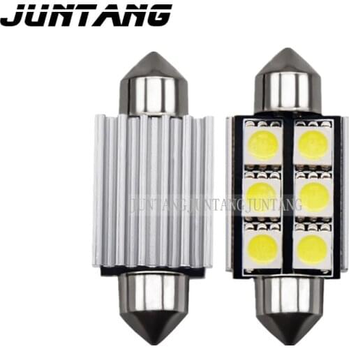 10pcs super bright LED car headlight double tip decoding 5050 6smd car roof light canbus license plate light reading light