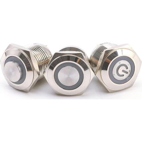 16mm LED Round Push Bottom Switch Self Reset 4 Pin Device Starter Waterproof IP66