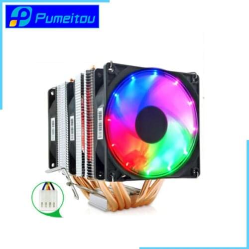 Pumeitou AMD Intel CPU Fan RGB Support 3 pin 4 pin Heat Pipe Aluminum cooler New