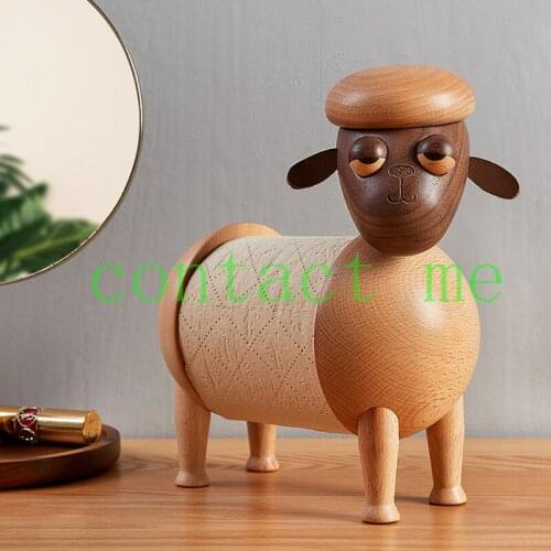 [Lucky sheep paper towel rack] Fun cartoon roll paper holder, living room desktop animal decoration, table towel storage rack