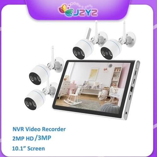 1080P 3MP NVR Video Recorder Wireless Security 4PCS IP Camera System Kit 10.1" Sreen Face Recognition AI Human Motion Detection