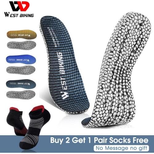 WEST BIKING Memory Foam Sports Insoles For Cycling Sneaker Shoes Inserts Deodorant Breathable Elastic Cushion Running Insoles