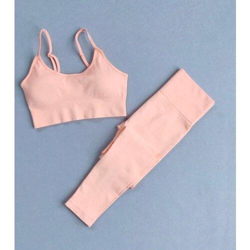 2 Pcs Women Energy Seamless Yoga Set Sport Bra High Waist Seamless Leggings Sets Sportswear Tracksuit Gym Fitness Clothing