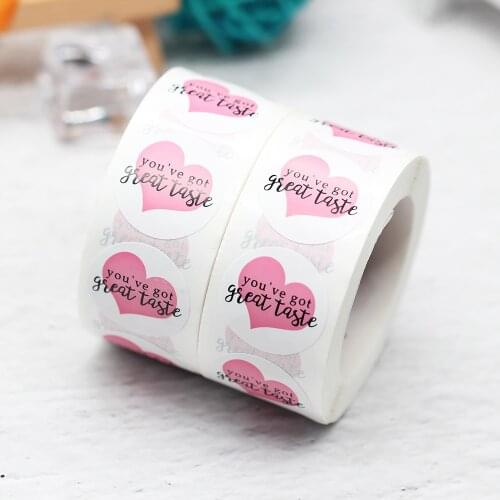 500pcs/roll 1Inch "you've got great taste" Stickers Pink Thank you Label Sticker For Cake Box Envelope Business Card Decoration