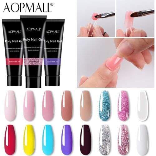 1PC 32 Color 15ml Colorful Glitter Extension Poly Nail Gel UV LED Builder Acrylic Gel for Quick Extension Poly Nail Art Tip