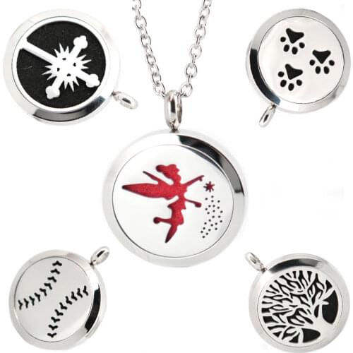 10pcs 30mm magnet Stainless steel Essential Oil Diffuser Necklace Perfume Pendant Necklace Aromatherapy locket pendant necklace