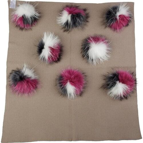 2019 Fashion Warm Wool Newborn Baby Soft Swaddling Blanket Bedding Swaddles Wrap With 8 Triple Color Real Fur Pompom