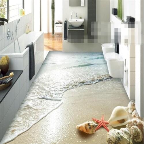 Beibehang Floor Painting Wall Stickers Wallpaper Summer Beach Shell 3D Floor Tile papel de parede wall paper for walls 3 d