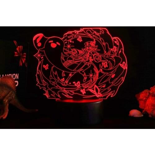 3d Led Night Light Lamp Genshin Impact HuTao Acrylic Led Lamp Game Genshin HUTAO