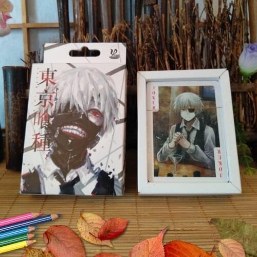 54pcs cards Anime cartoon tokyo ghoul Cosplay Board Game Cards Hardcover poker toy gift with box