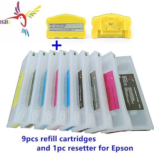 9pcs 700ML T5961-T5969 Empty Refill Cartridge with Resettable Chip and 1pc Resetter for EPSON 7908/9908/7890/9890 Printers