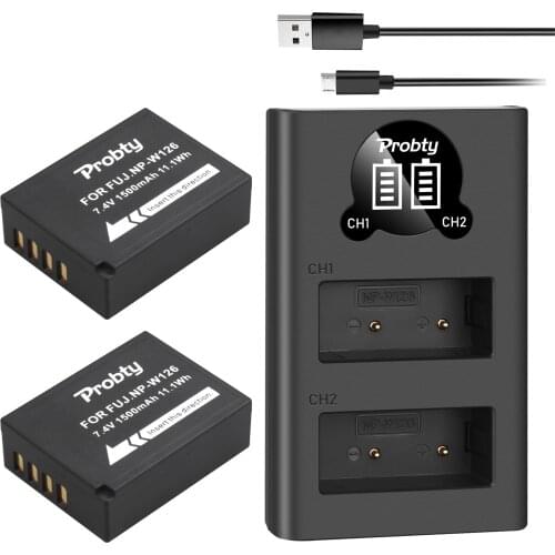 7.4V 1500mAh NP-W126 NP-W126S Battery + LED USB Charger for Fujifilm FinePix HS30EXR HS33EXR HS50EXR X-A1 X-E1 X-E2 X-M1 X-Pro 1