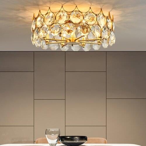 American ceiling lamp living room modern crystal bedroom lighting Nordic retro LED crystal lamp