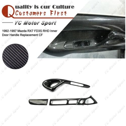 Car Accessories Carbon Fiber Interior Trim 3pcs Fit For 1992-1997 RX7 FD3S RHD Inner Door Handle Replacement
