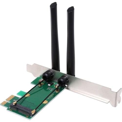 Wireless Card WiFi Mini PCI-E Express to PCI-E Adapter 2 Antenna External PC