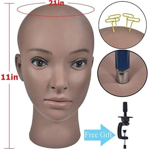 Bolihair Training Mannequin Head Wig Making Bald Block Head Display Styling Mannequin Manikin Head Wig Stand Get Free Clamp