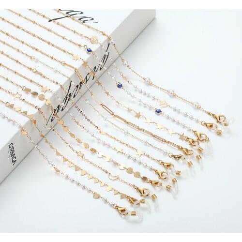 Fashion Gold Sunglasses Masking Chains for Women Crystal Eyeglasses Chains Straps Lanyards Mask Hanging Rope Cord Accessories