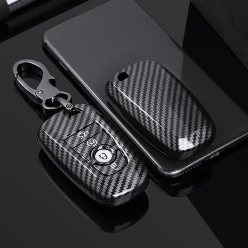 Car 4 Buttons Remote Key Case Cover Fob Shell ABS Carbon Fiber Style Fit for Ford Expedition Mustang Fusion Edge Explorer 2018