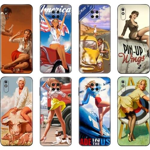 Black tpu Case For Xiaomi Redmi 7A 8 8A 9 9A 9C Case Redmi Note 8T 8 Pro T Note 9 9S 9 Pro Case Sexy Pin up Girl Vintege