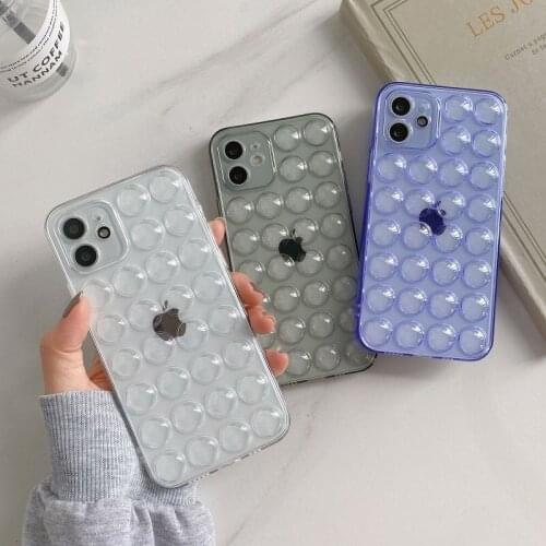 Cute 3D Transparent Bubble Phone Case For iPhone 11 12 Pro XS Max Mini X XR 7 8 Plus SE 2020 Soft TPU Shockproof Back Cover Capa