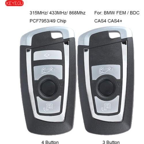 KEYECU Remote Key Fob 3 Button / 4 Button 315MHz/433Mhz/868MHz PCF7953/49 Chip for BMW F Series FEM / BDC CAS4 CAS4+ 730 740 750