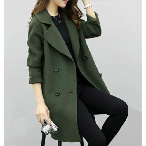 Double Breasted Ladies Long Sleeve Loose Suit Coat Jacket Women Blazers Female