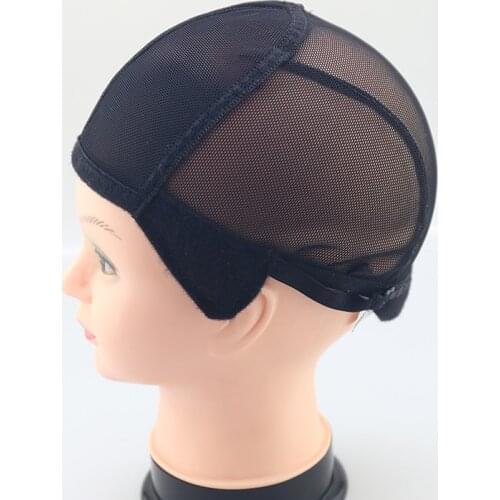 Stretch Lace Wig Caps For Making Wigs Black Mesh Hair Net Wig Weaving Cap With Adjustable Straps