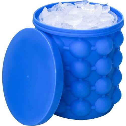Ice Cube Mold Ice Trays Large Portable Silicone Ice Bucket 2 in 1 Round Ice Cube Maker