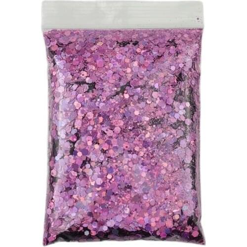 500G Holographic Mixed Hexagon Shape Chunky Nail Glitter Silver Sequins Laser Sparkly Flakes Slices Manicure Nails Art Decoratio