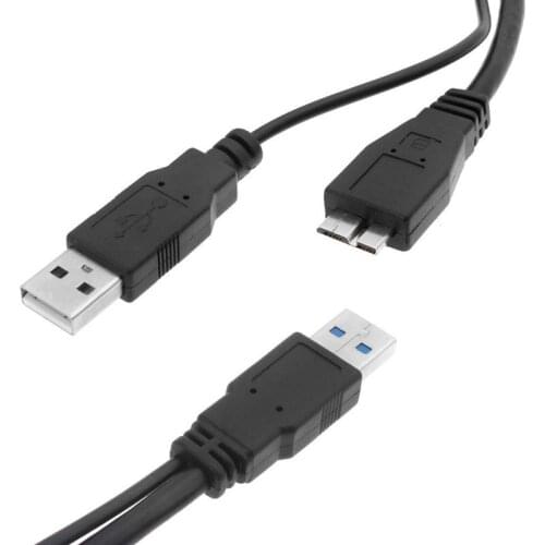 USB 3.0 Dual Power Y Shape 2 X Type A to Micro B Super Speed Cable External Hard Drives Extension Wire Connector New Arrival