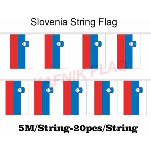 KAFNIK,5 meters 20 faces 14*21CM Slovenia String Flag Banner Bar For Party Decoration/World Event Carnival Decor
