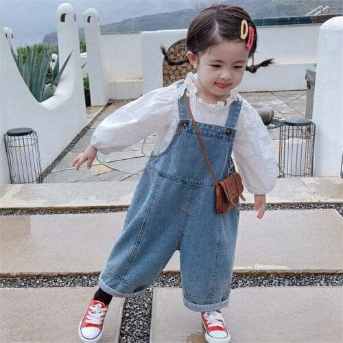 Autumn Girls Denim Pants Baby Overalls Kids Pants Boy Jeans Toddler Girls Jumpsuit Girls Overall Jeans Bib Pants for Girls 1-6Y
