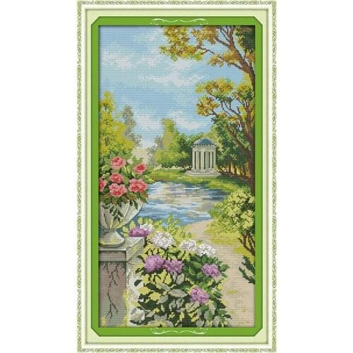 The beautiful garden scenery counted 11CT 14CT DIY kit Chinese wholesale Cross Stitch embroidery needlework Sets home decor