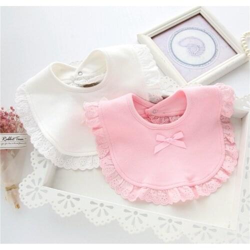 Lace Bow Infant Clothes Accessories Pure Color Saliva Towels Cute Cotton Baby Girl Bibs 1Pcs Burp Cloth Korean Style