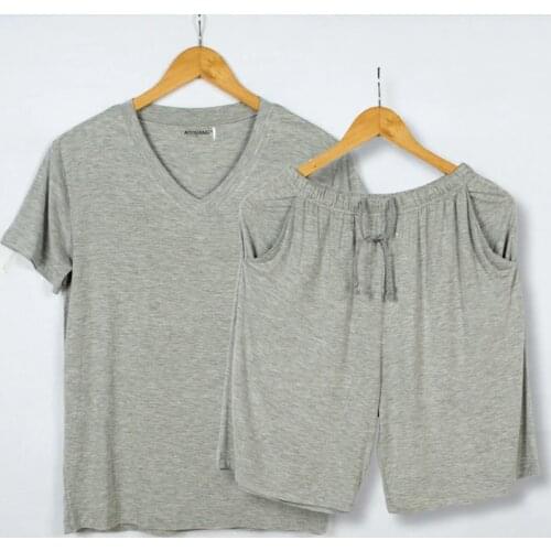 Plus Size 2018 Summer Sleep Pajama Sets Modal Short Sleeve Home Bedroom Lounge Sleepwear Men Pajamas Nightwear Shorts Suit Set