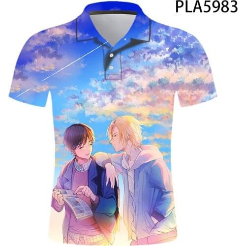 Summer Polo Homme 3D Printed Animation Banana Fish Shirts Men Fashion Camisas Streetwear Casual Harajuku Short Sleeve Ropa