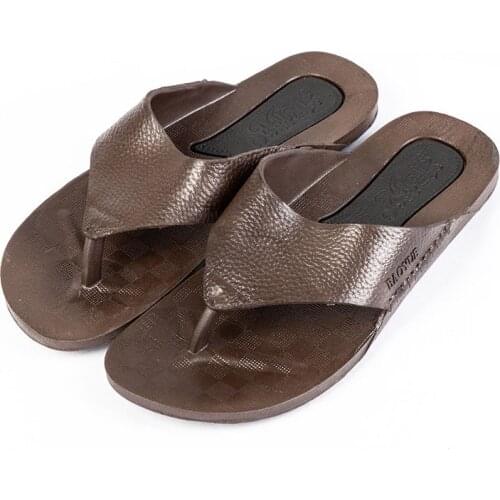 2020 New Trend Men Flip Flops Summer Non-slip Thick Bottom Pu Sandals And Slippers Flat Heel Outdoor Beach Shoes Men Beach shoes