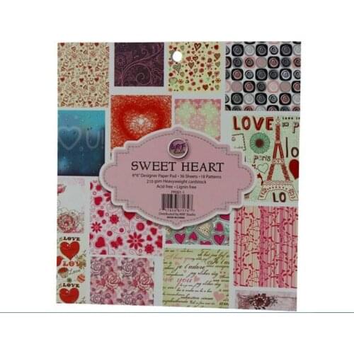 6'' Acid-Free tBook kit Sweet Hear theme pattern 36sheets/set,DIY Scrapbooking craft background Paper pack