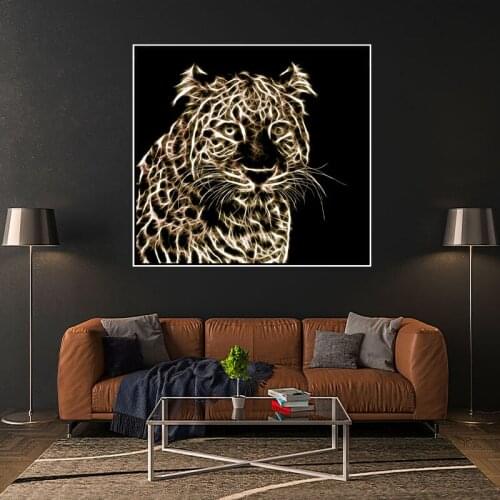 Abstract black white leopard Wall Poster Nordic Canvas Print Painting Contemporary Art Decoration Picture Living Room Decor