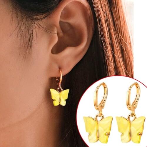 X&P New Fashion Korean Butterfly Drop Earrings for Women Animal Cut Colorful Acrylic Small Earrings 2020 Statement Girls Jewelry