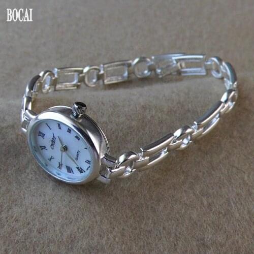 BOCAI new real S925 pure silver woman watch fashionable and simple and generous female new style watch