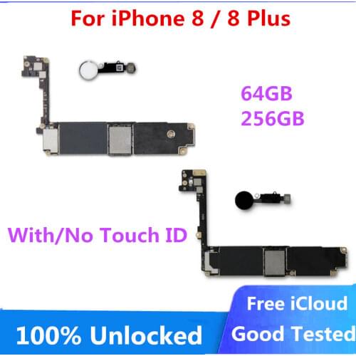 Unlocked Motherboard For iPhone 8 Plus With/Without Touch ID 64GB 256GB For iPhone 8 Plus Logic Board With IOS Full Chips