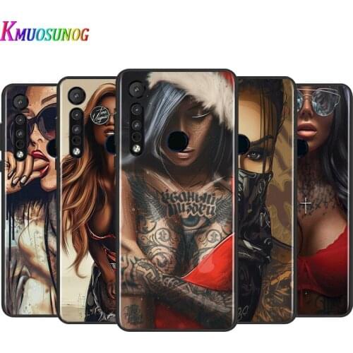 Sexy Glaze Black Girl For Motorola G9 G8 G Stylus Power One Fusion Hyper Edge E7 E6 5G Plus Play Lite Black Silicone Phone Case