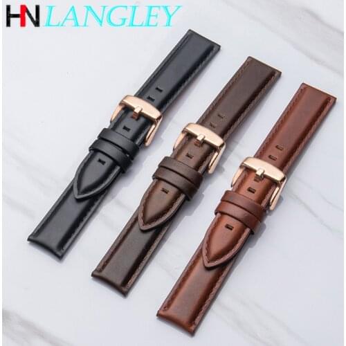 Genuine Leather Watch Band for DW Watch Men Women Strap Pin Buckle Universal Wristband 12/13/14/17/18/19/20 mm Layer Cowhide