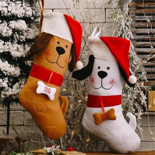 Christmas Stockings Pet Dog Stocking Stuffers New Year 2021 Home Christmas Sock Fireplace Chimneys Decoration Cane Natale 2020